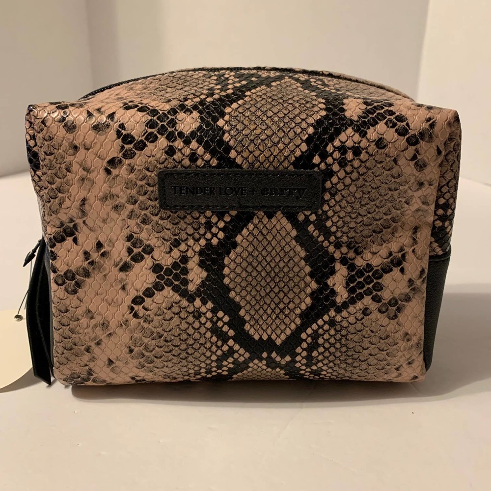 Tender Love and Carry Faux Snakeskin Cosmetic Bag ‎ NWT